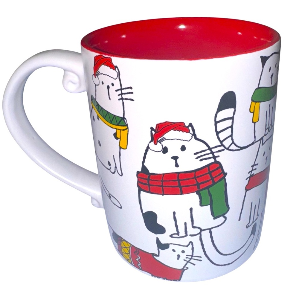 Spectrum Designz Holiday Cat Mug - Red and White